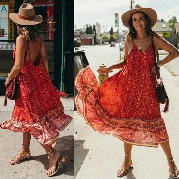 Spell Dresses & Skirts - Spell & The Gypsy Floral Red Spaghetti Strap Dress